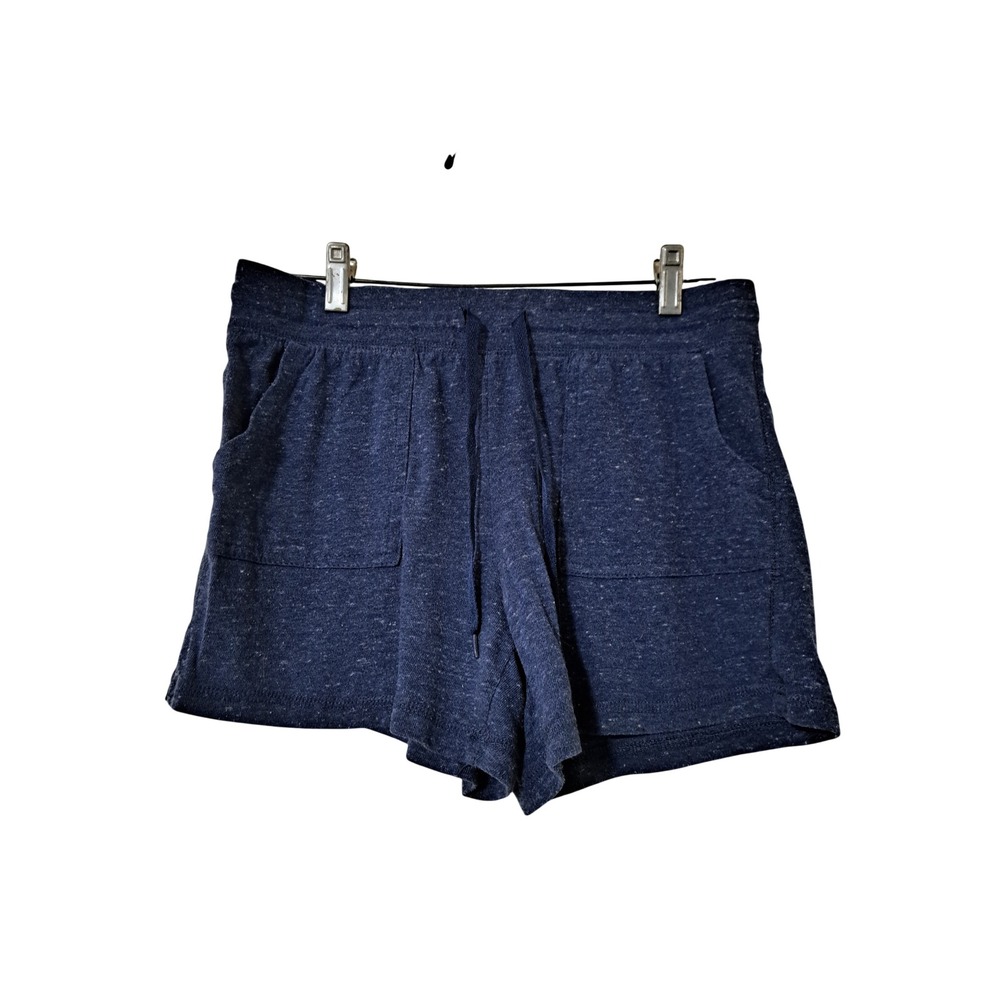 Athletic Works Womens Small Navy Blue Heathered Knit Drawstring Shorts Pockets